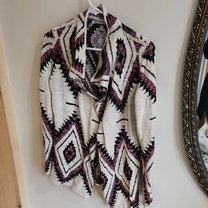 Maurices Women's Aztec Cardigan - Cream and Purple